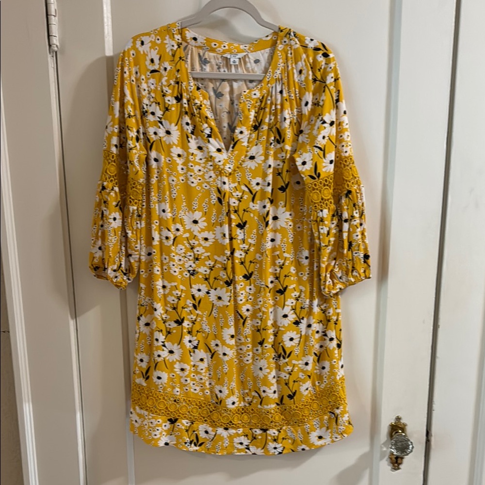Crown & Ivy Yellow Floral Dress